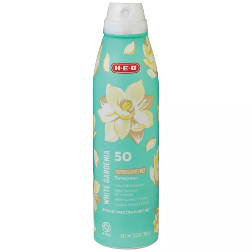 HEB White Gardenia Sunscreen Spray, Oxybenzone Free, SPF 50, 5.5 oz Beauty & Personal Care HEB