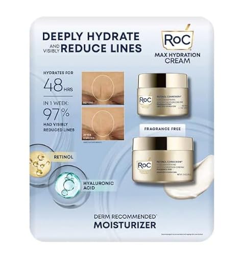 RoC Retinol Correxion Line Smoothing Max Hydration Cream 2 pack - 1.7 oz & 3.4 oz (5.1 oz total) Beauty & Personal Care RoC