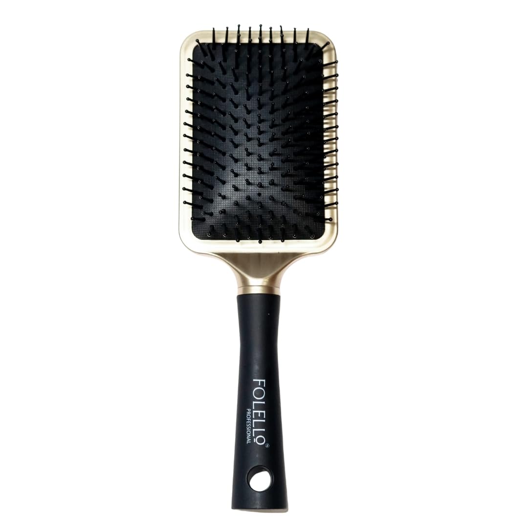 FOLELLO Large Square Paddle Hair Brush for Women and Men - Detangling Hair Brush for Tangle-Free Styling - Suitable for Wet or Dry Hair and All Hair