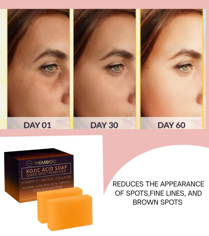THEMIDOO Kojic Acid Dark Spot Remover Soap Bars with Vitamin C, Retinol, Turmeric - Original Japanese Complex Infused with Hyaluronic Acid, Vitamin E Beauty & Personal Care THEMIDOO