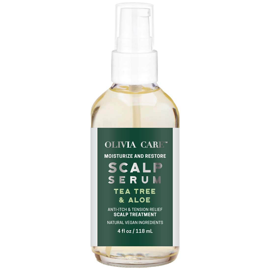 Olivia Care Tea-Tree & Aloe Scalp Serum - Natural & Vegan Ingredients - Moisturize & Anti-Itch Treatment - Stimulate Hair Growth & Repair Damage - 4