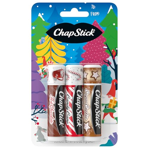ChapStick Holiday Hot Chocolate, Candy Cane and Sugar Cookie Lip Balm, 0.15oz, 3 pack Beauty and Personal Care ChapStick