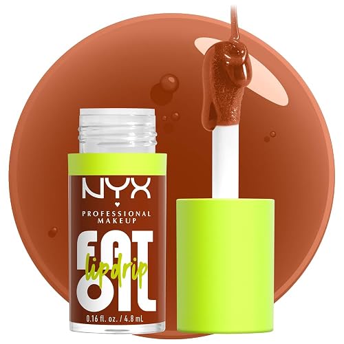 NYX PROFESSIONAL MAKEUP Fat Oil Lip Drip, Moisturizing Lip Oil Gloss, Vegan Tinted Formula, Up to 12 HR Hydration - Scrollin' (Deep Caramel) Beauty & Personal Care NYX PROFESSIONAL MAKEUP