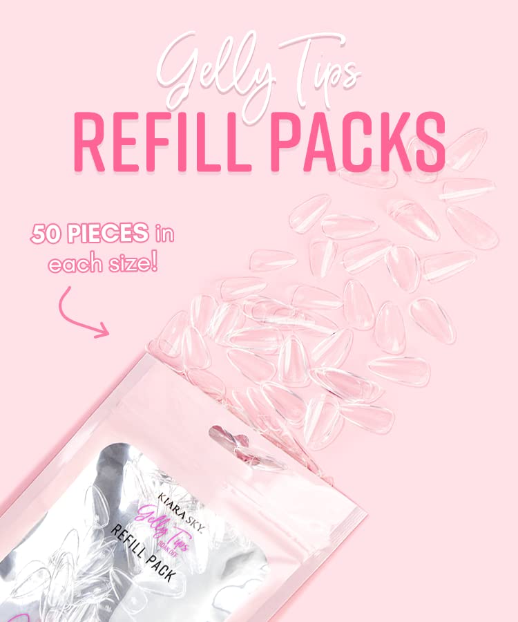 Kiara Sky Gelly Tip Soak Off Nails Refill Packs - Almond Short (Sizes 3, 4, 5)