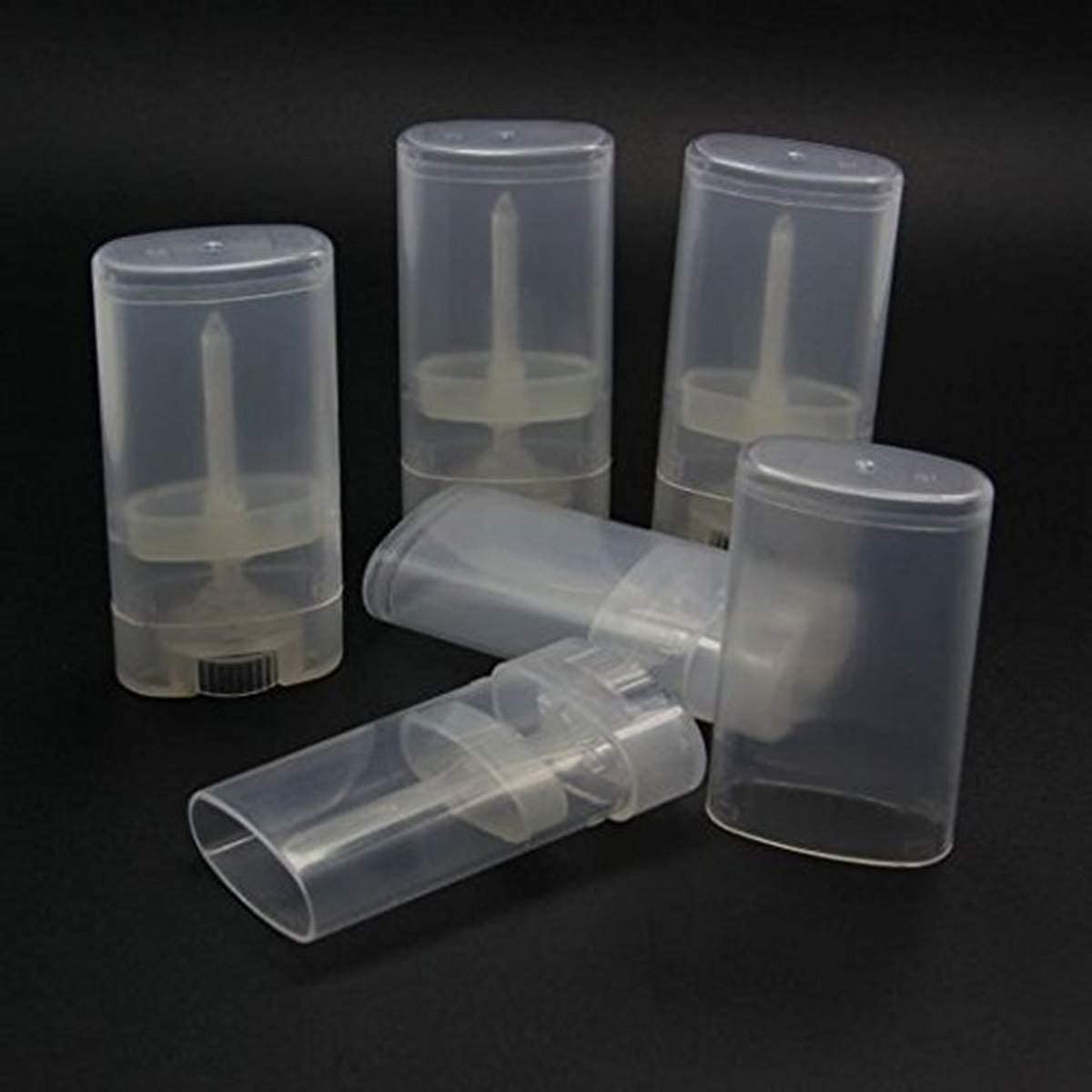 Healthcom 30pcs 0.5 Oz Clear Empty Plastic Deodorant Containers New Empty Oval Lip Balm Tubes 15ml Oval Deodorant Containers for Lipstick Crayon Beauty and Personal Care Healthcom