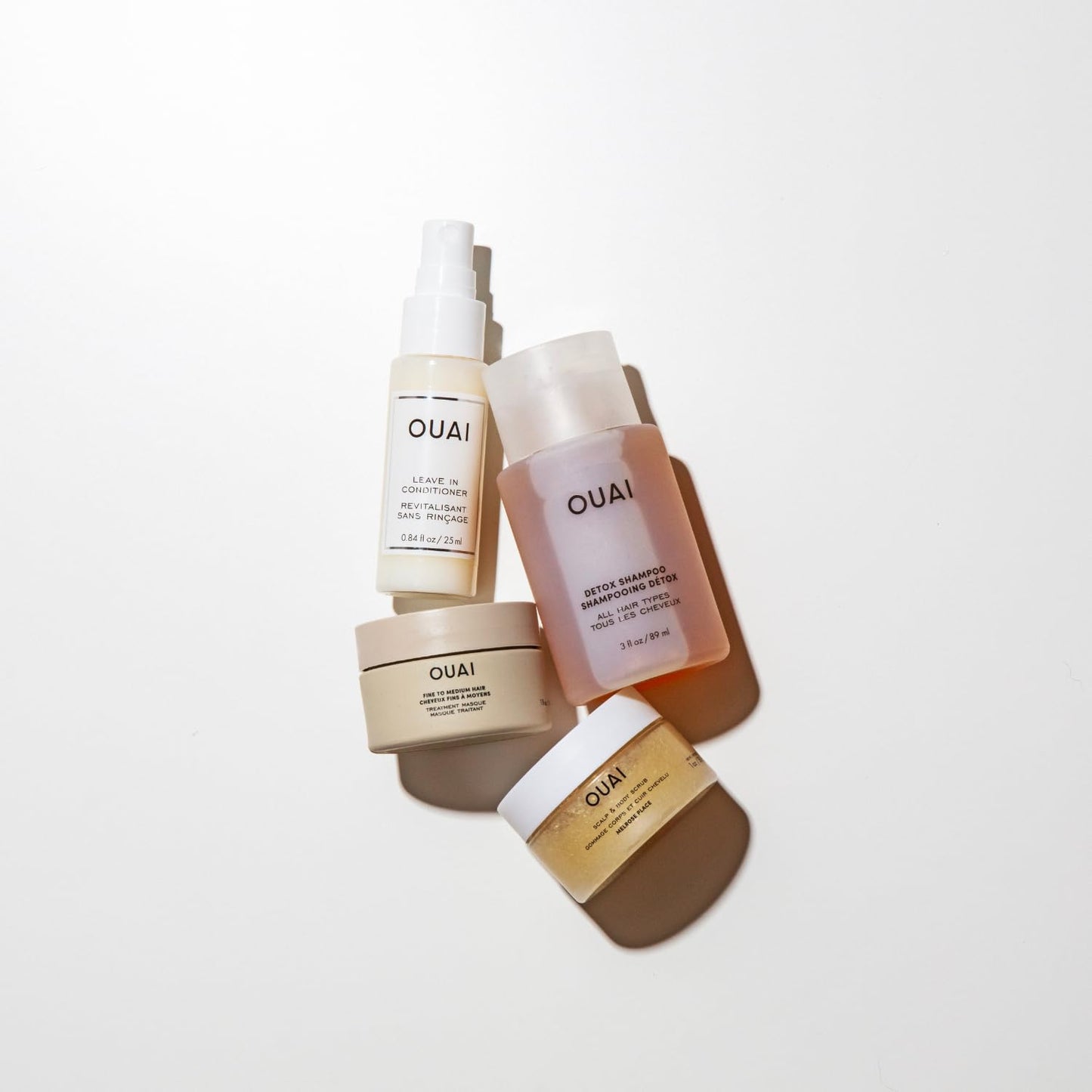 OUAI Travel Kit - Includes Travel Size Leave In Conditioner, Detox Shampoo, Fine to Medium Hair Mask, Scalp & Body Scrub (4 Count) Beauty & Personal Care OUAI