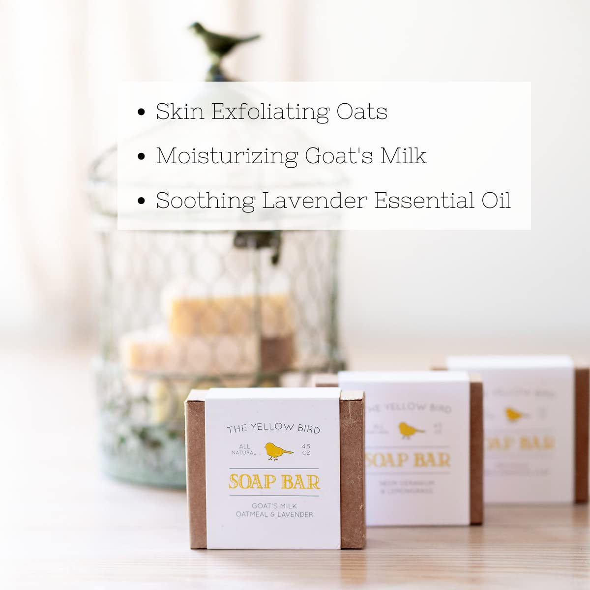 Lavender Goats Milk Soap Bar with Oats - Gentle Exfoliating Bath Soap. Moisturizing Dry Skin Face & Body Wash. Mild Natural and Organic Soap. Made Beauty & Personal Care The Yellow Bird