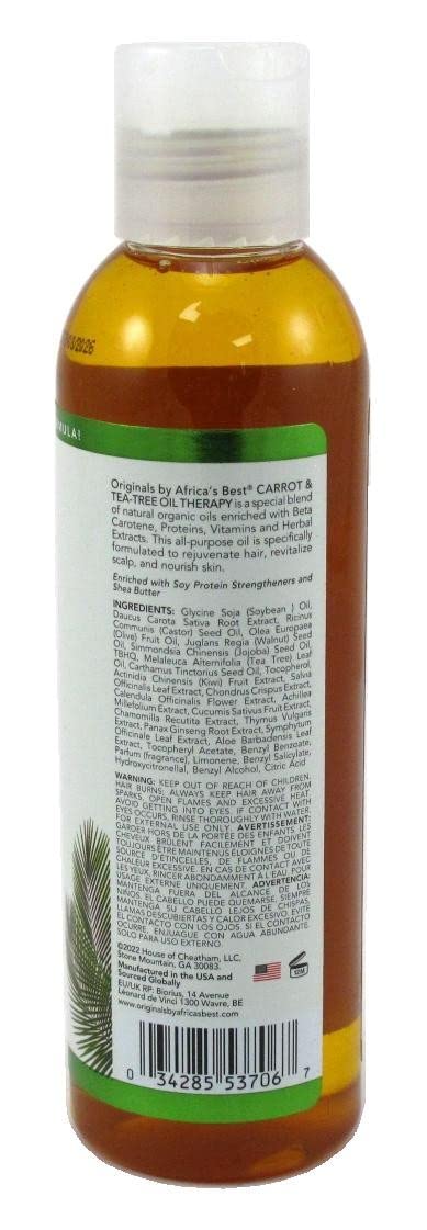 Africas Best Orig Carrot Tea Tree Oil 6 Ounce (177ml) (Pack of 3)
