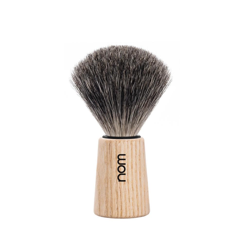 NOM Theo Shaving Brush - Pure Badger Shave Brush for Shaving soaps and creams - Exfoliating Shaving Brush - Pure Ash handle Beauty and Personal Care MÜHLE