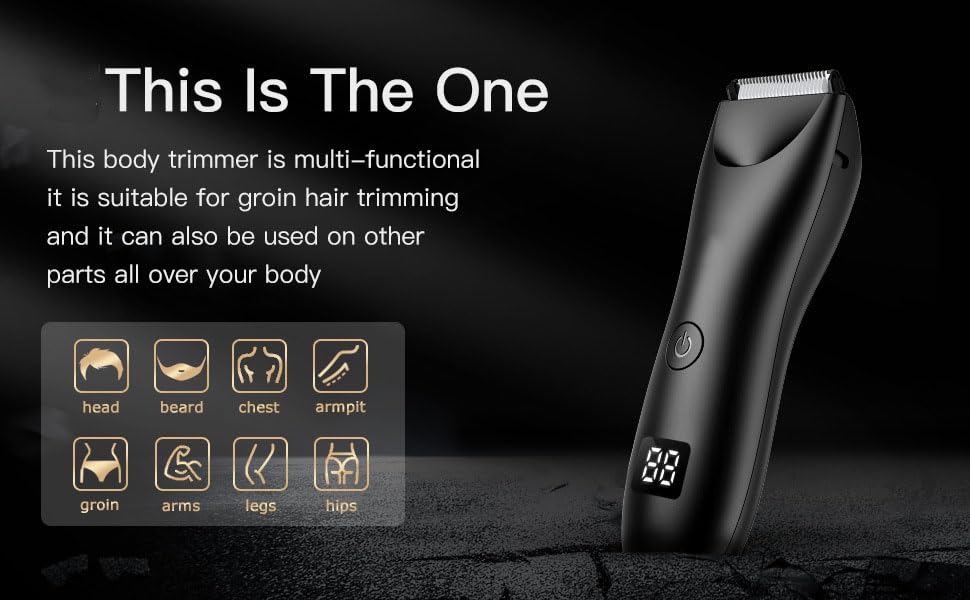 QDKVTNDJZ Electric Body Hair Groommer IPX7 Waterproof Ball Trimmer for Men with LED Display, Wet/Dry Groomer, Rechargeable, Travel Bag Included Men's Beauty and Personal Care QDKVTNDJZ