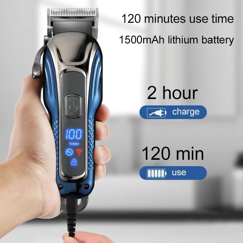 QDKVTNDJZ Hair Clippers for Men, Smart Display 3000mah Powerful Battery Cutting Machine 4 Speed Adjustment Barber Shaving Trimmers Beauty and Personal Care QDKVTNDJZ