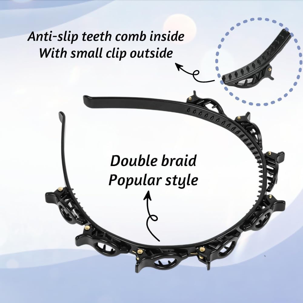 IJPDDRXYN 2 Pcs Braided Bangs Headband with Teeth, Professional Weaving Clip & Invisible Fringe Styling Tool for Women Girls, for Fine or Thick Hair Beauty and Personal Care IJPDDRXYN