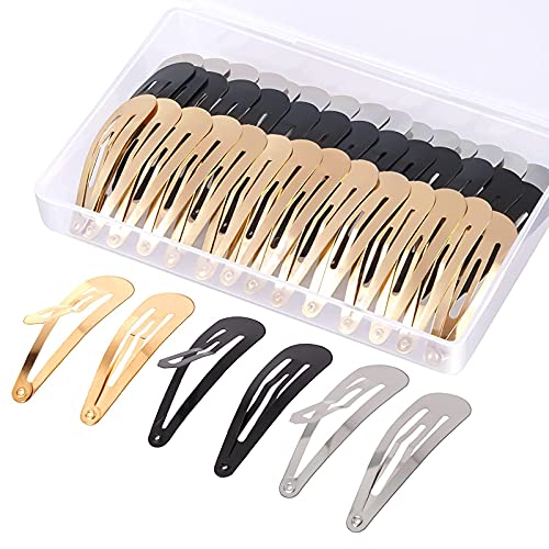 60 Pcs Snap Hair Clips with Storage Box, 2 Inch No Slip Metal Hair Clips Barrettes for Styling, Hair Pins Accessories for Toddlers, Girls, Kids Beauty & Personal Care Gingbiss