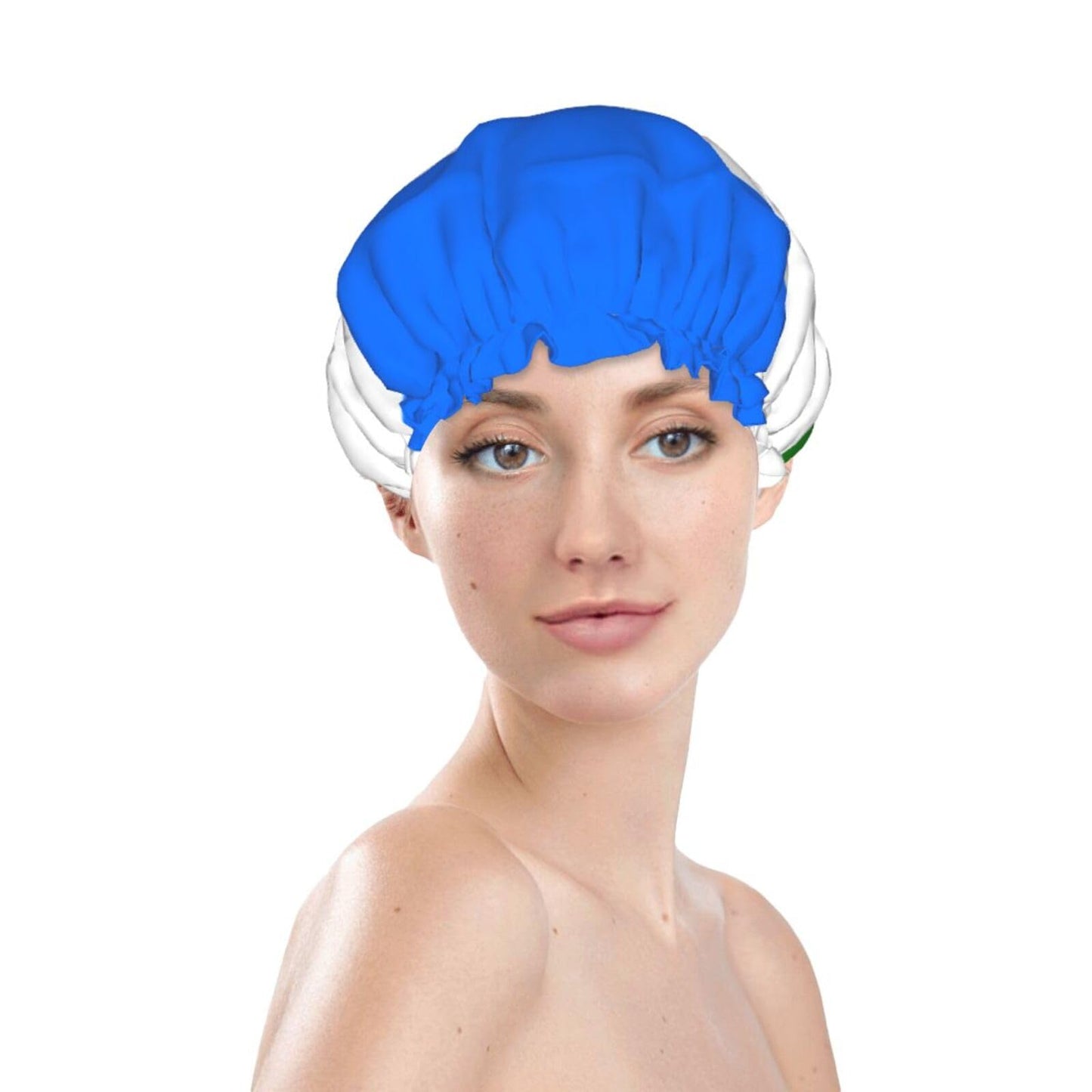 Bashkortostan Flag Prints Shower Cap Double Layer Lined Waterproof Bathing Shower Hat Beauty and Personal Care Hayyett
