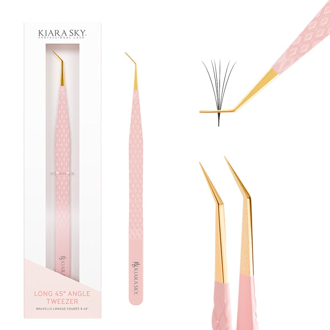 KIARA SKY LASH Tweezer for Eyelash Extensions - Precision Fiber Tip Grip - Volume, Mega Volume, and Lash Removal Fills - Comfortable Ergonomic Design Beauty and Personal Care KIARA SKY