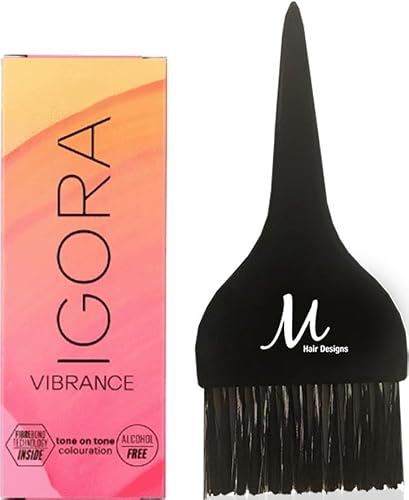 Igora Vibrance 9-24 Extra Light Blonde Ash Beige Demi-Permanent Tone on Tone Alcohol Free Liquid Hair Color 60 ml and M Hair Designs Tint Brush Beauty & Personal Care M Hair Designs