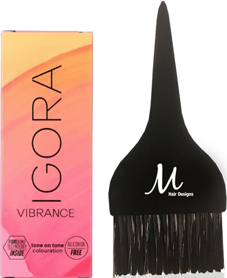 Igora Vibrance 9-24 Extra Light Blonde Ash Beige Demi-Permanent Tone on Tone Alcohol Free Liquid Hair Color 60 ml and M Hair Designs Tint Brush Beauty & Personal Care M Hair Designs