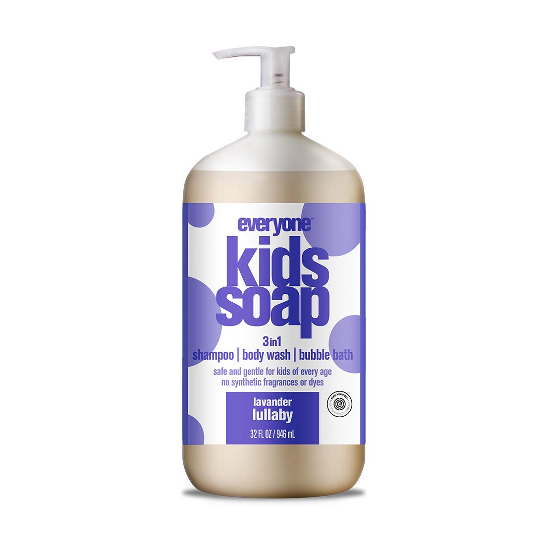 Everyone 3-in-1 Kids Soap, Body Wash, Bubble Bath, Shampoo, 32 Ounce (Pack of 1), Lavender Lullaby, Coconut Cleanser with Plant Extracts and Pure