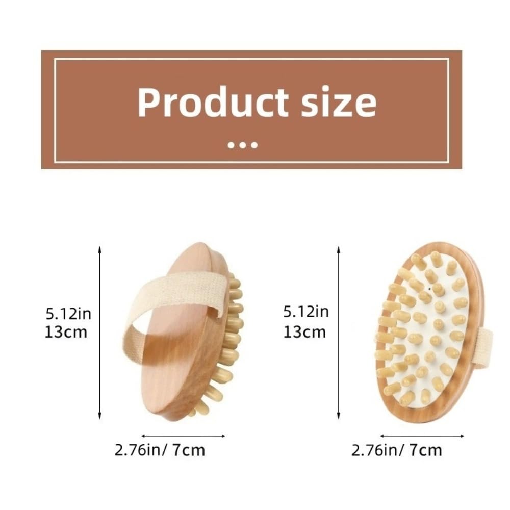 Dry Body Brush, Wooden Handheld Body Massager Brush - Natural Wood, body brush, bath & body brushes Muscle Relax Sauna Spa Head Massage Brush Beauty and Personal Care TIKMOON