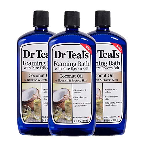 Dr. Teal's Coconut Oil Foaming Bath Gift Set (3 Pack, 34oz Ea.) - Nourish & Protect Coconut Oil Blended with Pure Epsom Salt Calms the Mind & Provides Beauty and Personal Care Dr Teal's