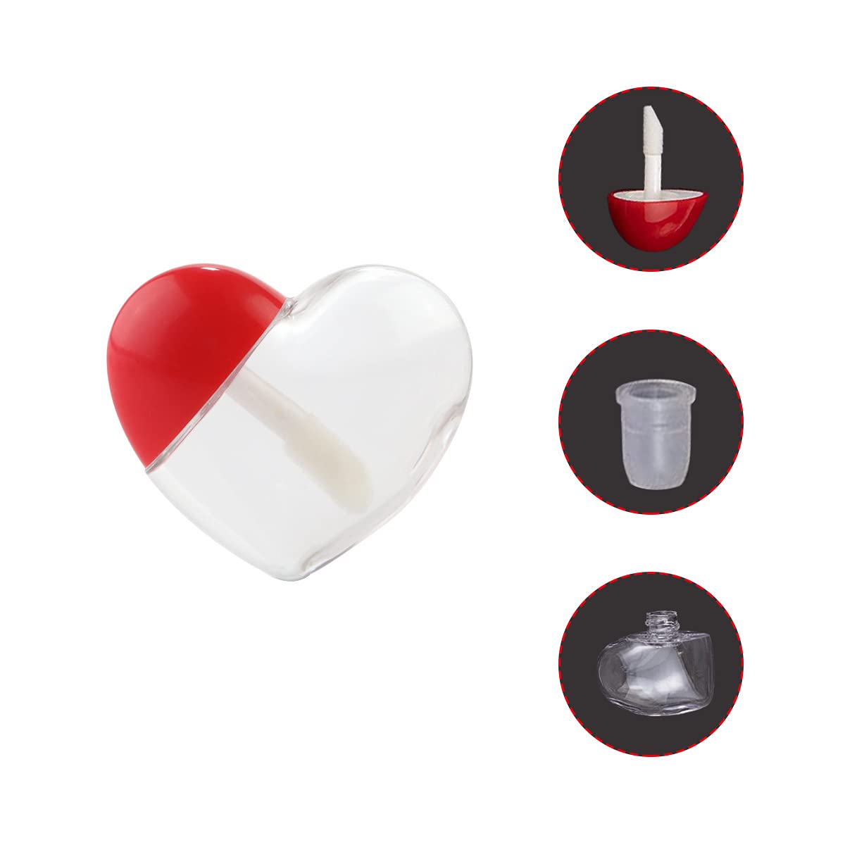 Ewanda store 20 Pcs 5ml Heart Shaped Empty Lip Gloss Tubes Containers Gloss Tubes Containers,Clear Mini Refillable Lip Oil Bottles for Women Girl DIY Beauty & Personal Care Ewanda store