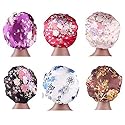 6 Pieces Large Printed Satin Bonnet Sleeping Caps Soft Elastic Wide Band for Women Hair Loss, Natural Curly Hair Braids (Printed 6pack) Beauty & Personal Care Ubrand