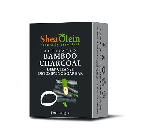 SheaOlein- ACTIVATED BAMBOO CHARCOAL DEEP CLEANSE DETOXIFYING SOAP BAR 5 oz. (6 Bars) Beauty & Personal Care SheaOlein Naturally Essential