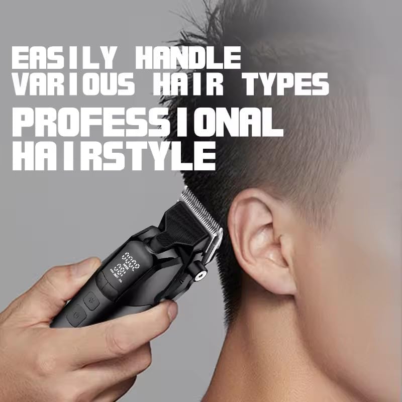 QDKVTNDJZ Professional Hair Clippers for Men, DLC Blade Electric Barber with LED Display Wireless USB Rechargeable Trimmer with 10 Guide Combs Beauty and Personal Care QDKVTNDJZ