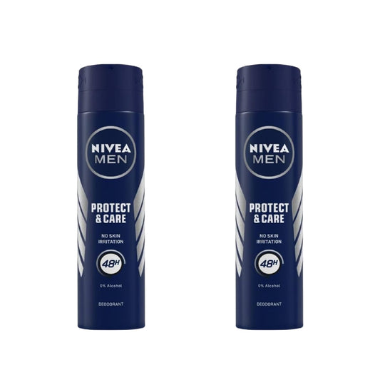 NIVEA MEN Protect & Care Anti-Perspirant Deodorant Spray, 0% Alcohol, 48H Odor Protection, Skin-Friendly, Woody Masculine Scent, Dermatologically Beauty and Personal Care NIVEA