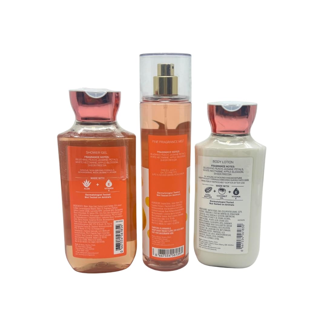 Bath & Body Works Pretty as Peach 3-Pc Gift Set – Shower Gel 10 oz, Fine Fragrance Mist 8 oz & Body Lotion 8 oz | Holiday Bundle Beauty & Personal Care Bath & Body Works