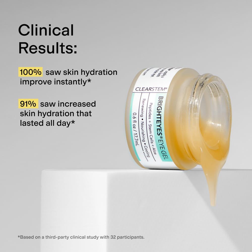 CLEARSTEM - BRIGHTEYES - Eye Gel - Nourishing Eye Cream - Cooling Gel - Stem Cells Blend - Peptides, Collagen, Aloe Vera - Gluten Free - Beauty, Self Beauty & Personal Care CLEARSTEM