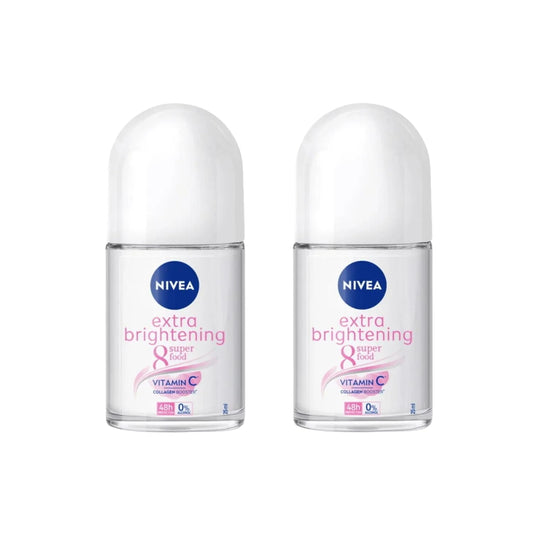 NIVEA Women Extra Brightening Roll-On Deodorant 25ml - 48H Sweat & Odor Protection - Smooth Underarms - Vitamin C & Licorice Formula - Gentle Skin Beauty and Personal Care NIVEA
