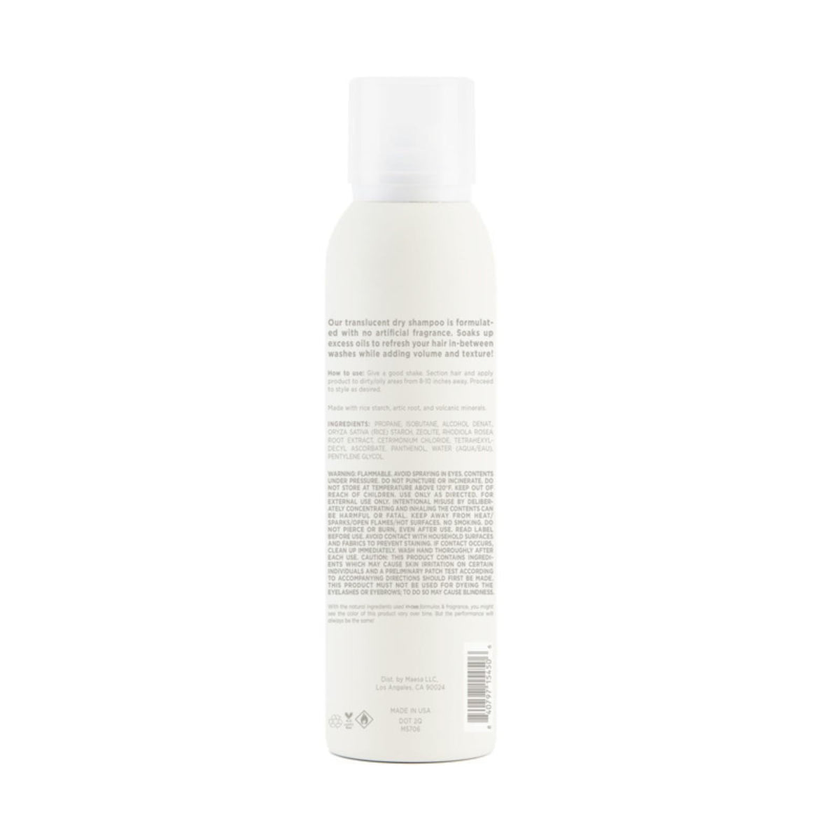 Hairitage Down to the Basics Dry Shampoo Spray with Rice Protein - Translucent - No Aritficial Fragrances - Oil-Absorbing - Refresh Hair + Odor -