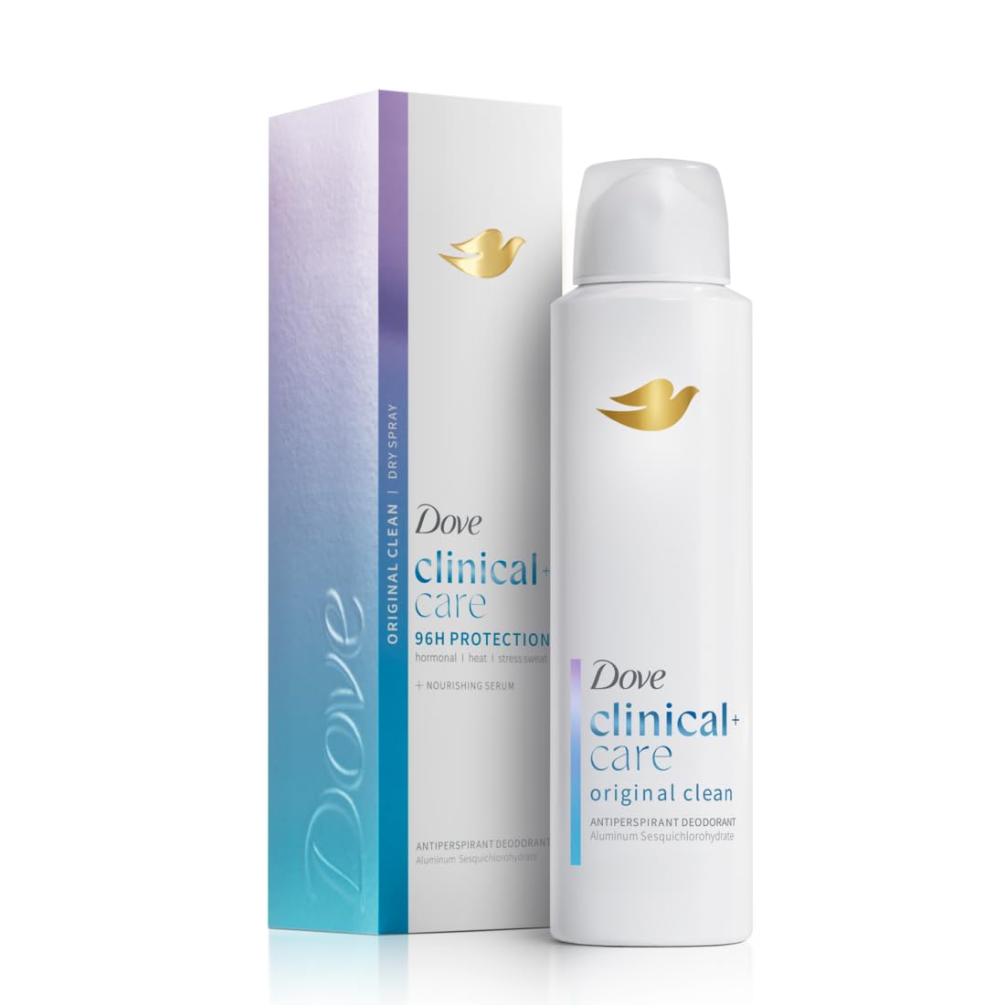 Dove Clinical + Care Antiperspirant Deodorant Dry Spray for Women, 96H Clinical Strength Sweat & Odor Protection, With Nourishing Serum, Original Beauty and Personal Care Dove