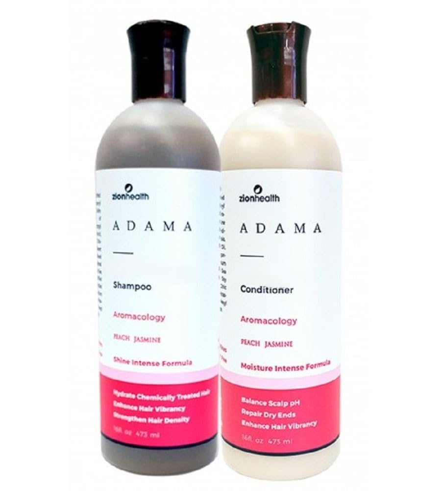 Adama Minerals Shampoo and Conditioner Set 16 oz Aromacology Peach Jasmine Beauty & Personal Care Zion Health