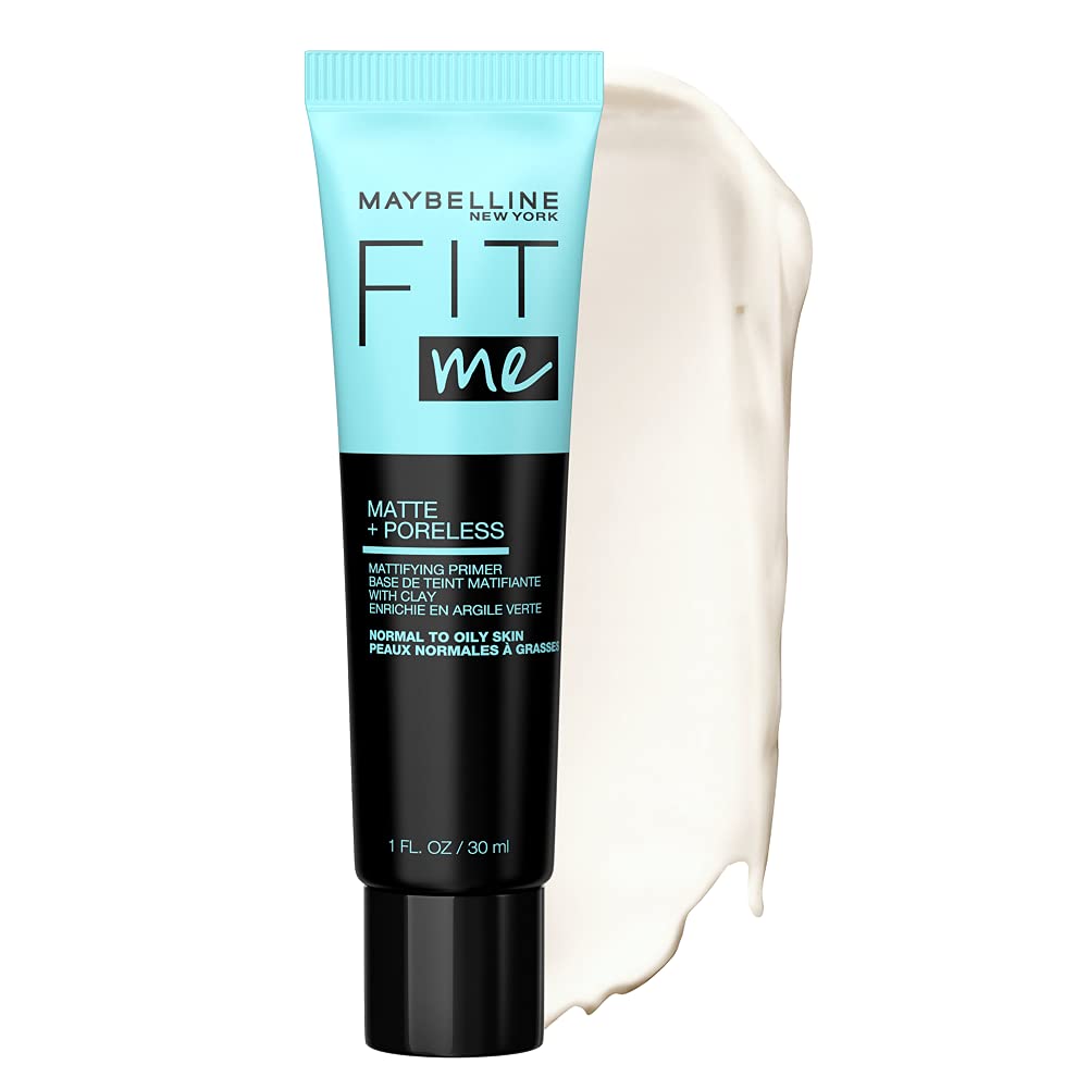 Maybelline Fit Me Matte + Poreless Mattifying Face Primer Makeup With Sunscreen, Broad Spectrum SPF 20, 16HR Wear, Shine Control, Clear, 1 Count Beauty & Personal Care MAYBELLINE