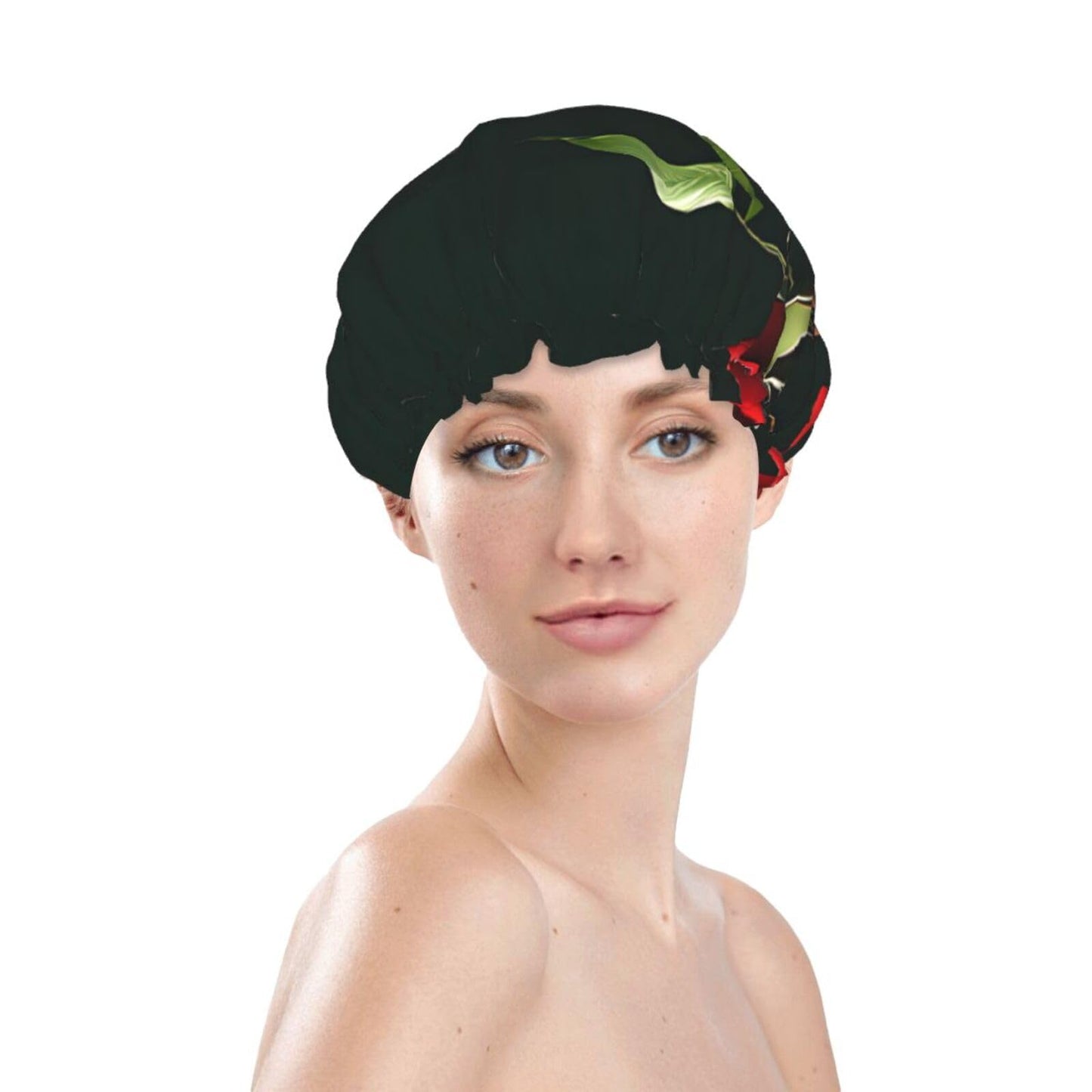 Red Roses Printed Double Layer Lined Shower Cap,Shower Caps For Women Reusable Beauty and Personal Care BEIVGOXL