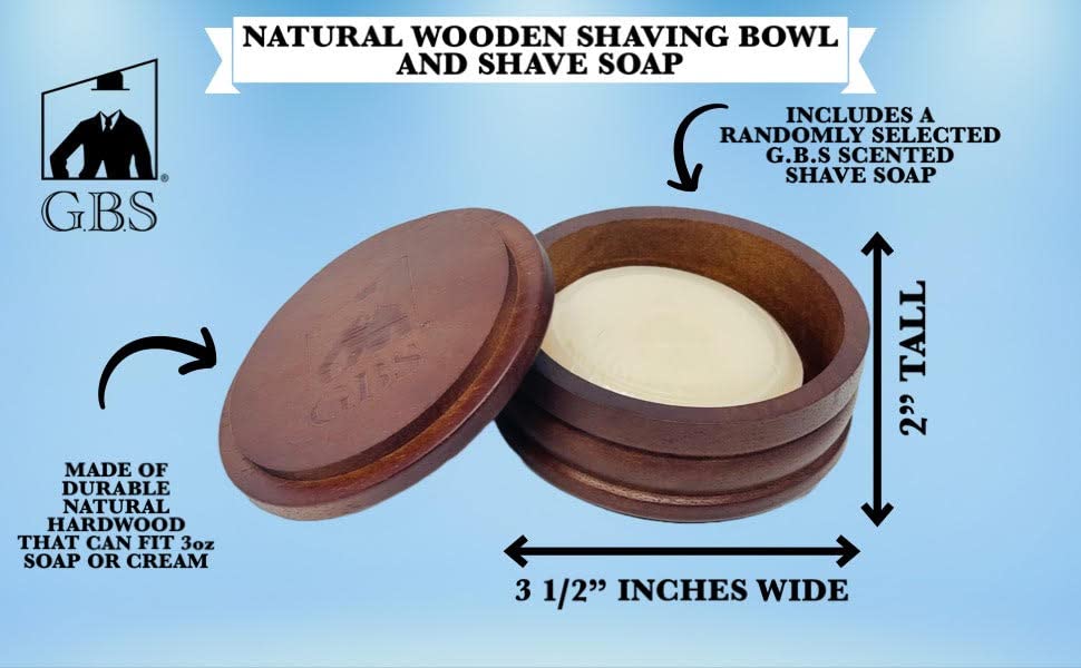 G.B.S GENTS Men's Wood Shaving Bowl & Shave Brush Set with Stand Beauty and Personal Care G.B.S