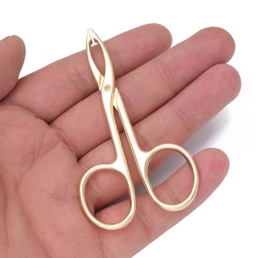 Motanar 2 Pieces Tweezers Scissor Handle Straight Tip Scissor Shaped Eyebrows Tweezers for Hair Plucker Remover Facial Hair Eyebrows Care (Golden) Beauty & Personal Care Motanar