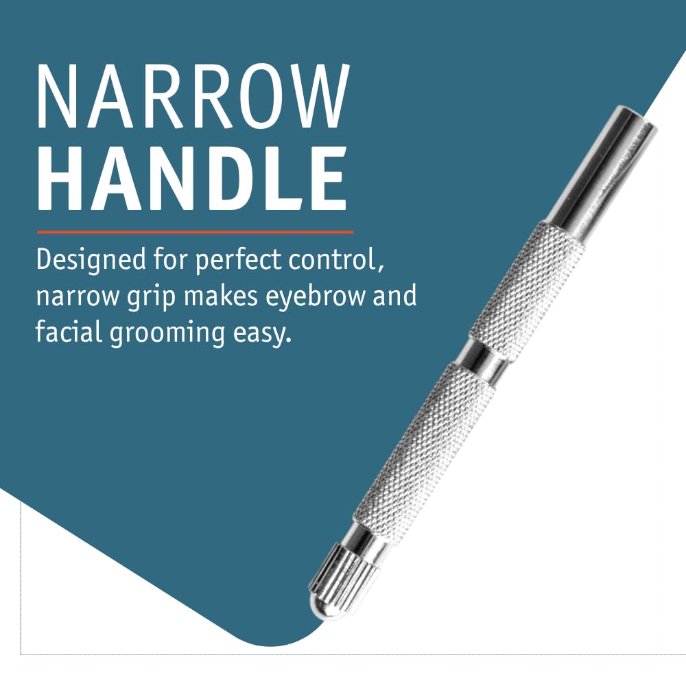 MERKUR 907C Precision Moustache & Eyebrow Razor - Bright Chrome Finish, Brass Handle & Die-Cast Zinc Head, Ultra-Narrow Design for Controlled Contour Beauty and Personal Care MERKUR