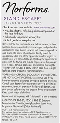 Norforms Feminine Deodorant Suppositories, Long Lasting Odor Control, Island Escape scent, 12 Count. (Pack of 7) Beauty and Personal Care Norforms
