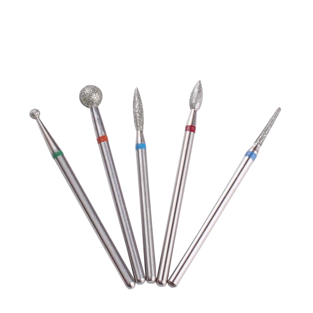 MZCMSL Diamond Cuticle Nail Drill Bits,5pcs Russian Manicure Drill Bits(Ball/Flame/Needle),3/32 Shank Cuticle Remover Bit Kit Beauty & Personal Care MZCMSL
