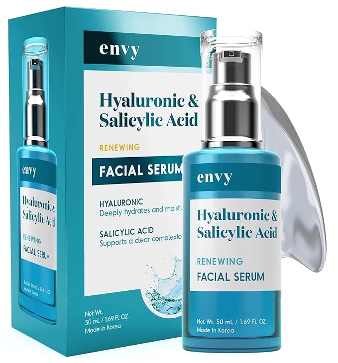 Envy Face Serum Duo Pack Hyaluronic & Salicylic Acid 1.69 fl oz and Collagen & Peptides 1.69 fl oz Beauty & Personal Care KLAR & CO