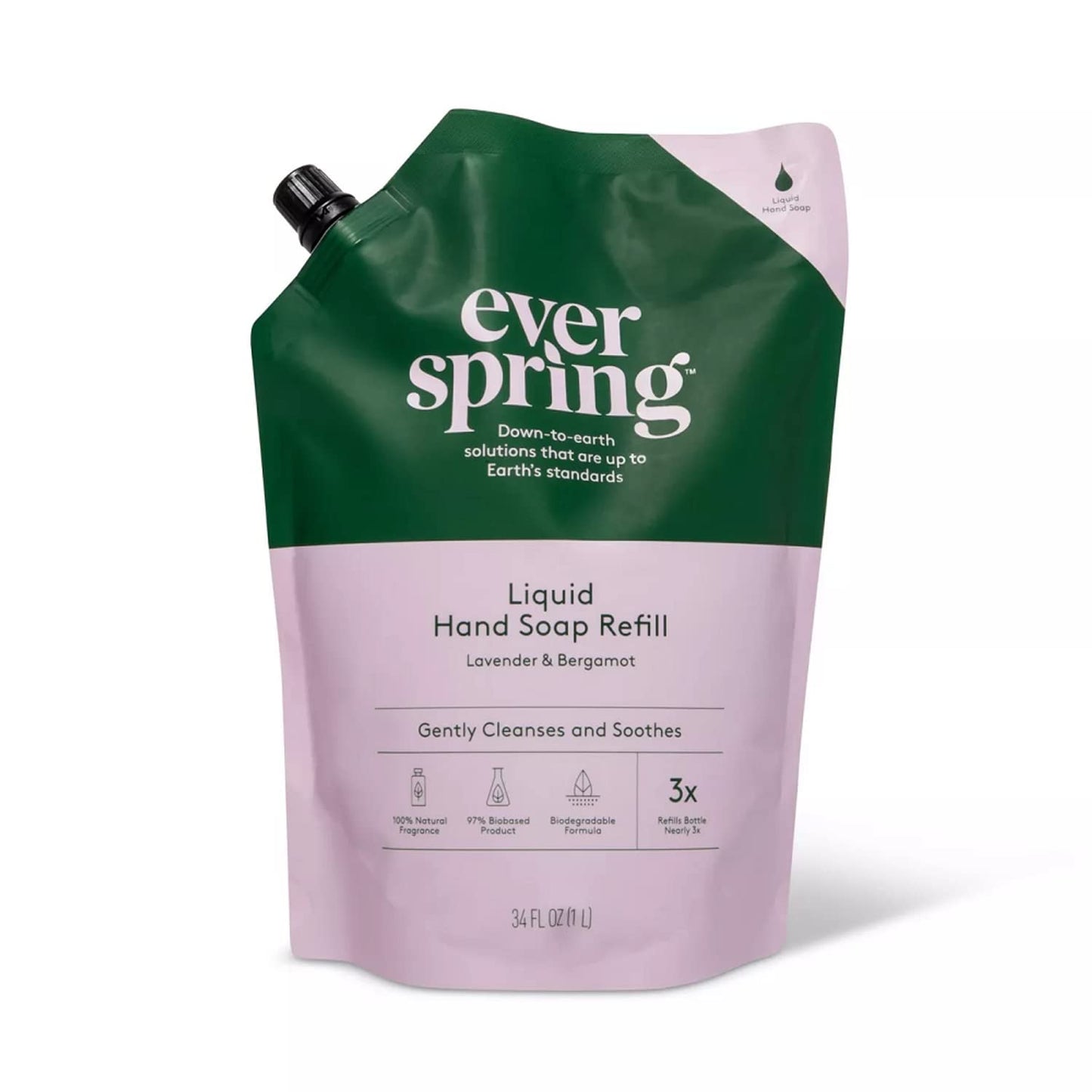 EVERSPRING Liquid Hand Soap Refill 34 fl oz (Lavender & Bergamot, Pack of 1) Beauty & Personal Care Everspring