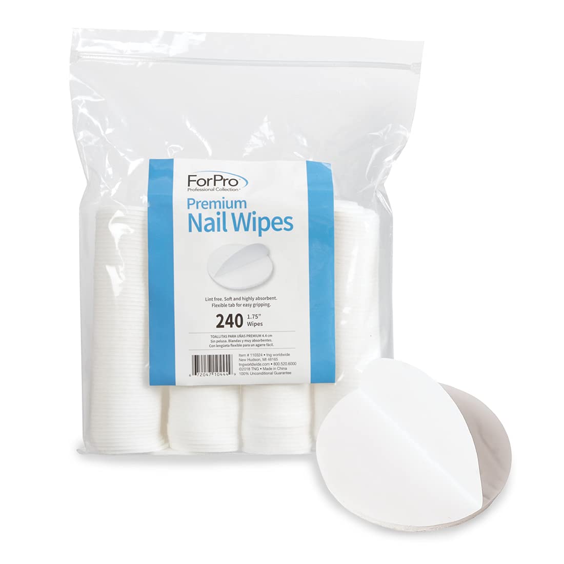 ForPro Professional Collection Premium Nail Wipes, Lint-Free Cotton Wipes for Removing Nail Polish, 1.75", 240-Count Beauty & Personal Care ForPro Professional Collection