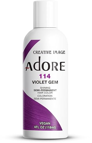 Adore Semi Permanent Hair Color (114 Violet Gem) | Vegan & Cruelty-Free Purple Hair Dye | No Ammonia, No Peroxide, No Alcohol | 4 Fl Oz Beauty & Personal Care Adore