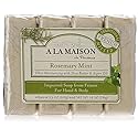 A LA MAISON Rosemary Mint Bar Soap - Triple French Milled Natural Moisturizing Hand Soap Bar (4 Bars of Soap, 3.5 oz) Beauty & Personal Care A LA MAISON