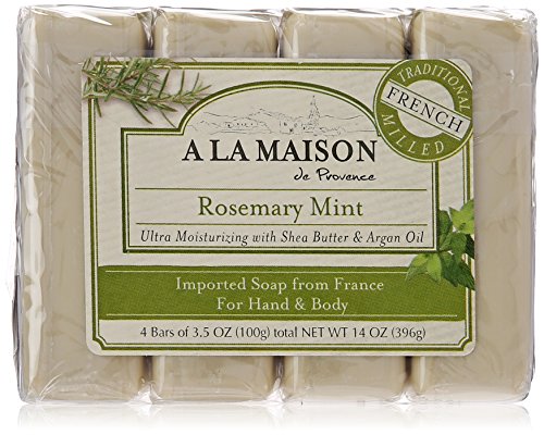 A LA MAISON Rosemary Mint Bar Soap - Triple French Milled Natural Moisturizing Hand Soap Bar (4 Bars of Soap, 3.5 oz) Beauty & Personal Care A LA MAISON