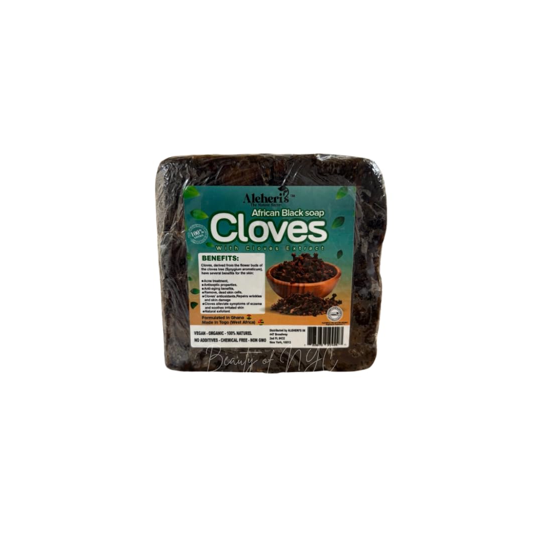 Aleheri's African Black Soap with Renewing Cloves -16 oz All Natural Organic Face & Body Wash for Dullness, Dark Spots & Rough Texture Beauty & Personal Care ALEHERI'S THE NATURE SECRET.