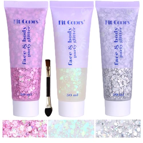 Body Glitter Face Glitter Gel: Singer Concerts Disco Festival Rave Accessories Face Glitter Makeup 150ml Chunky Sequins Mermaid Face Body Hair Glitter Beauty & Personal Care Angels Beauty